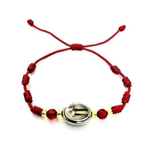 ALELSA JEWELRY Saint Barbara Red Cord Bracelet, Santa Barbara Adjustable Unisex Bracelet