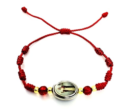ALELSA JEWELRY Saint Barbara Red Cord Bracelet, Santa Barbara Adjustable Unisex Bracelet