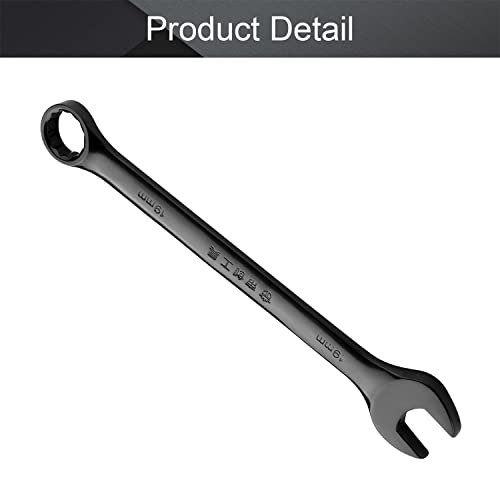 Utoolmart 19Mm Opening Combination Wrench, 12 Point Ratcheting Wrench, Cr-V Material With Black Electrophoresis Coating, 235Mm Length For Repair Industrial Usage #TOP3