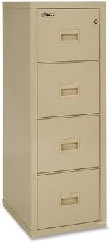 FireKing Turtle Vertical 4 Drawer Fire Rated File Cabinet, Parchment | 1 Hour Fire Rated Filing Cabinet - UL Class 350 - Water Resistant - Key Lock - Made in USA