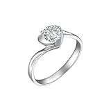 Wycian Engagement Ring Vintage Style Platinum Rings for Women White Gold Heart with 0.5CT Diamond Size Q 1/2 Solid Not Plated Popular for Men Birthday Jewelry