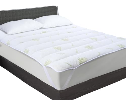 Topper Singolo Aloe Vera Con Elastici Coprimaterasso Trapuntato Imbottito Correttore Materasso Morbido Anallergico Traspirante Misura 90X200 Cm - 2