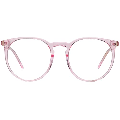 Image of DUCO Retro Round Blue Light Glasses For Men Women Blue Ray Blocking Glasses Computer Gaming Glasses Nylon Lens Acetate Frame Pink 8301