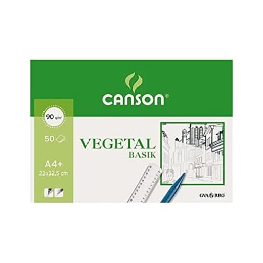 Canson Vegetal Basik, Bloc encolado A4+, 50 hojas, 95 g