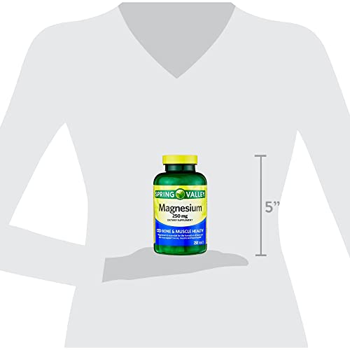 Magnesium For Bone & Muscle Health. Includes Luall Sticker + Spring Valley Magnesium Tablets Dietary Supplement, 250 Mg, 250 Tablets #TOP7