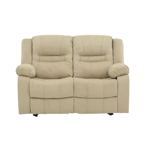 Image of Royaloak Melaka Malaysian Fabric Recliner 2 Seater | Tufted Design with High-Density Foam & Plush Armrests | Smooth Manual Reclining Chair with Sturdy Metal Base & Pocket Springs Support