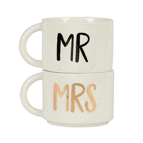 Sass & Belle - Set di 2 tazze impilabili “Mr” e “Mrs”
