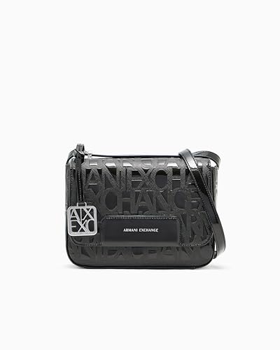Armani Exchange Bolso cruzado con logotipo de Liz Pebble para mujer, color negro, TU Armani Exchange Bolso cruzado con logotipo de Liz Pebble para mujer, color negro, TU