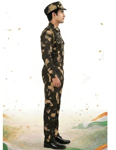 Image of BookMyCostume Cotton para Military with Whistle Special Forces Professional Commandos Camouflage Print Fancy Dress Costume Adults S-M