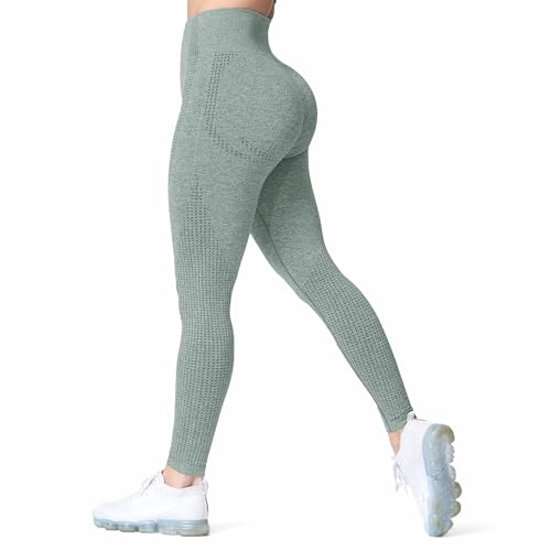 Aoxjox Women's High Waist Workout Gym Vital Seamless Leggings Yoga Pants 24'' (Khaki Marl, Small)
