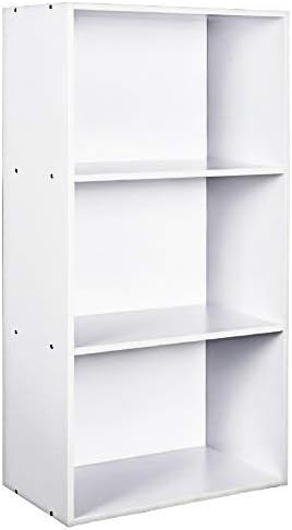 TOP-MAX Bookshelf Organizer White Office Storage Rack 3-Shelf Bookcase Bookshelves Book Storage Display Shelf Rack Freestanding Storage Cabinet Unit for Living Room Bedroom Office