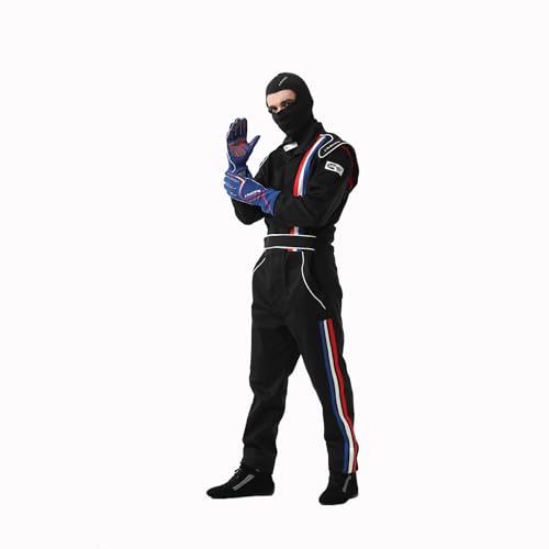 J-RACING SFI 3.2A/ 1 racing suit cotton fire retardant one piece single layer 2RS037 Black (XX-Large)