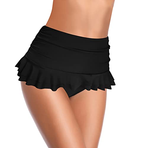 Bas de maillots de bain jupette taille haute et short de bain bikini de plage ajustable - 4
