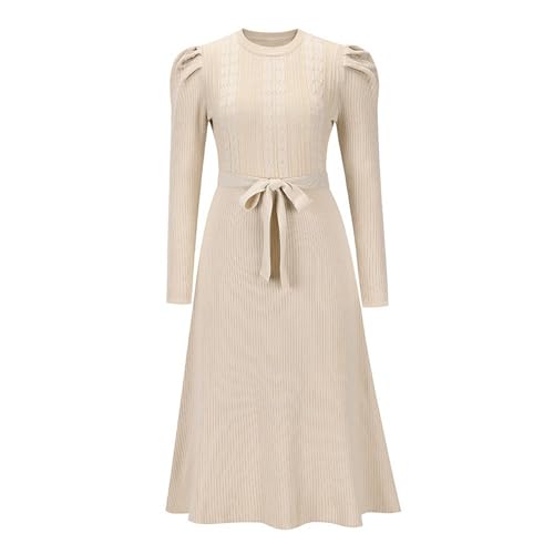 Schwarzes Kurzes Kleid Damen Damen Herbst und Winter Neue Langarm Strickrock Mittellanger Stil Schlankheits Hohe Taille Big Swing Kleid Basis...