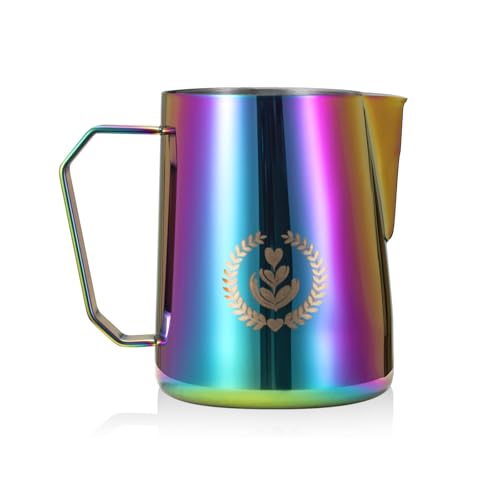MUVNA 15.4oz/450ml Barista Milk Frothing Pitcher, Precise Spout, Colorful