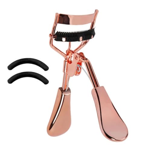 Piegaciglia con pettine Piegaciglia in metallo con 2 cuscinetti di ricarica Strumento per arricciare ciglia di precisione per donne e ragazze Strumento per il trucco degli occhi..