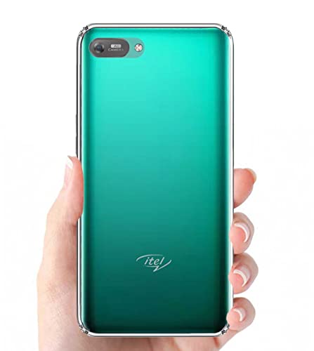 Image of Soft Flexible Silicone Back Cover Compatible with Itel A25 Pro, Transparent Case + Screen Guard
