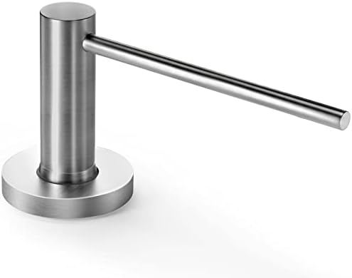 qiwip Long Spout Kitchen Sink Soap Dispenser for Granite & Quartz Countertop- Brushed Stainless Steel Finished- Wide Flange Provides Great Coverage on American Standard Sink Holes