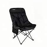 Green Lion Desert Ranger Camping Chair with Storage Bag, Foldable Design, Heightened Backrest, Anti-Slip Feet, Padded Seats, 120Kg Load Capacity - Black