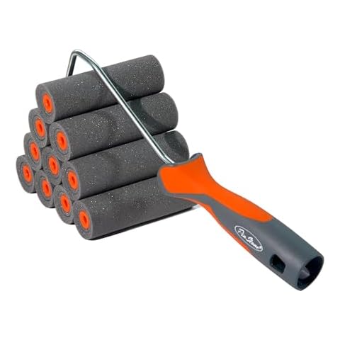 Pinstone 11 in 1, 4” High Density Foam Roller Kit, Special Caved-in Design for Smooth and Precision Finish, Best for Smooth Surfaces Such as Walls, Doors, Trim, and Furniture. Cover