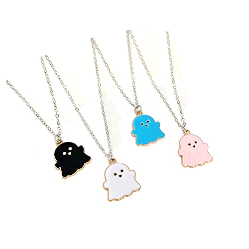 Fuqimanman2020 Lovely Ghost Pendant Necklace Set Enamel Spooky Dinosaur Matching Heart for Women Couple Forever Friendship BFF Couple Halloween Costume Deco Animal Jewelry, 25mm x 25mm, enamel, enamel