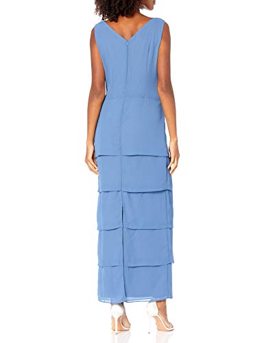 Le Bos Women's Poncho Long Embroidered Dress, Blue Tone, 10 #TOP3