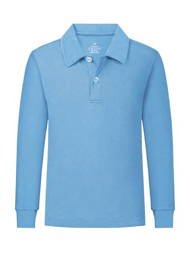 QBK 2T to Youth Boys' Long Sleeve School Uniform Pique Polo Toddler Kids Neon Collared Golf Shirt