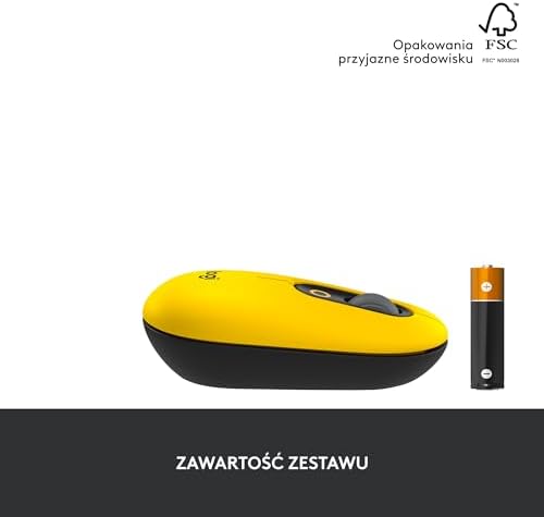 Logitech POP bezprzewodowa myszka - custom emoji, technologia SilentTouch, precyzja przewijania, kompaktowy design, Bluetooth, obsługa wielu urządzeń, zgodność OS - Blast