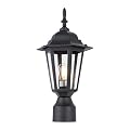 LIT-PaTH 16 Inch Outdoor Lamp Post Light Fixture, Exterior Pole Lantern with Clear Glass, Hardwired Aluminum Post Lighting for Driveway Garden Yard, Matte Black, 1-Pack