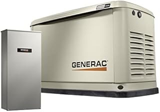 Generac 70432 Home Standby Generator Guardian Series 22kW/19.5kW Air Cooled with Wi-Fi and Transfer Switch, Aluminum