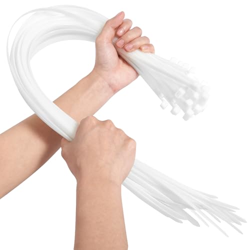 900mm x 9mm Cable Ties, 25 PCs Heavy Duty Extra Long Thick Nylon Zip Ties Self Locking Tie Wraps, 35.4 Inch Ultra Strong Tensile Cable Tie for Home Office Garage Workshop DIY Garden Outdoor (White)
