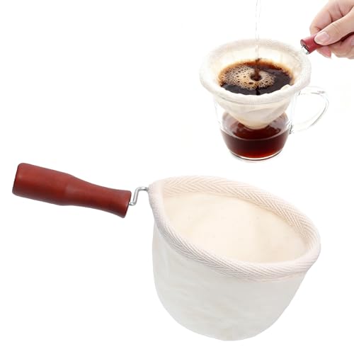 Reusable Cloth Coffee Filter with Wooden Handle Washable Flannel Cloth