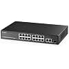 Binardat 19 Port Gigabit POE Switch, 16 POE + ports 1000Mbps, 2 Gigabit Uplink, 1 Gigabit SFP, IEEE802.3af / at, 300W Internal Power Supply, Metal Case Unmanaged Plug and Play
