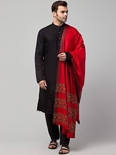 Image of tweedle Jamawar Weave,Woolen Shawl /Stole /Lohi for Men, Reversible Chinar Patta Design Shawl (40 x 80 inches)