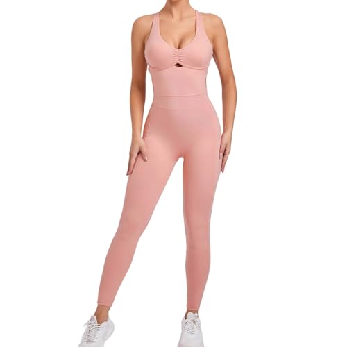 Combinaison d'entraînement haut de gamme sans couture rose bustier chic