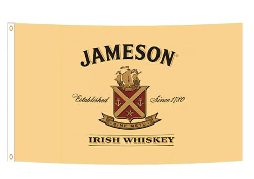 Yerchic Jameson Flag Whiskey Banner 3 * 5ft for Garage Indoor Room Man Cave Wall Decoration