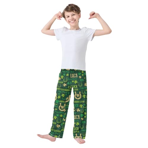 ZZXXB Good Luck Shamrock Boys Long Pants Soft Trousers Elastic Waist Kids Lounge Bottoms with Pockets S-XL2