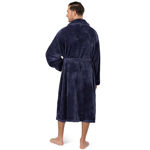 Image of PAVILIA Mens Soft Robe, Plush Fluffy Fleece Bathrobe Men, Long Sherpa Shaggy Spa Robe