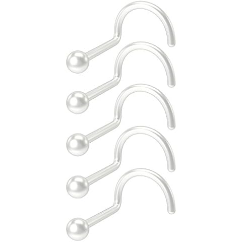 5pc Clear Bioflex Nose Bar Screws Cover