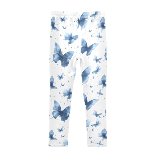 Navy Butterflies Cartoon Girls Leggings Athletic Pants Tights Stretch Bottom2