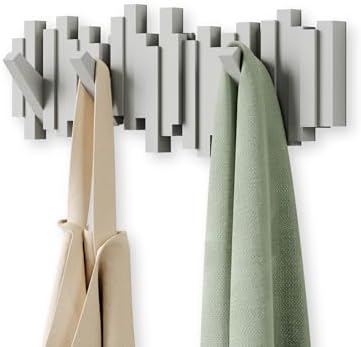 Umbra Sticks Wall-Mounted Coat Rack Rail Hook with 5 Retractable ...