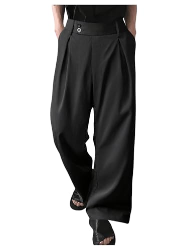 Men's Pleated Front Dress Pants Button Business Casual Trousers Pants