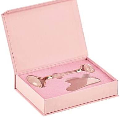Face Roller Skin Care - Jade Roller Gua Sha Set, Rose Quartz Face...