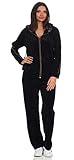 nicki damen pullover Damen Hausanzug Nicki-Anzug eloModa Damen Nicki Freizeitanzug Hausanzug Jogginganzug Nicki-Anzug mit Reißverschluss Gr. S - XXL Schwarz-Gold XL