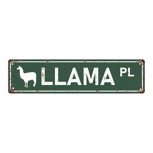 LLAMA Vintage Metal Tin Street Sign Bar Cafe Garage Cave Home Room Wall Bathroom Farmhouse Garden Porch Patio Decor, 16 x 4 Inch