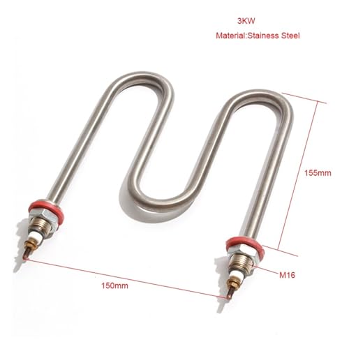 Resistencia de elemento calefactor tipo U doble 3KW con rosca M16 de acero inoxidable para caldera 6
