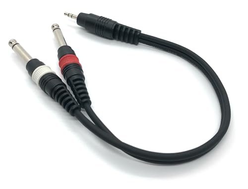 Ome Audio 3.5mm Stereo Jack (Male) Plug To Dual Mono 6.35mm (Male) Jacks Aux Cable (0.3m), White - Image 2