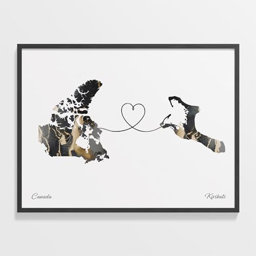 Australia to Somalia Print, Solomon Islander Marble Two Countries Map Poster, Travel Art