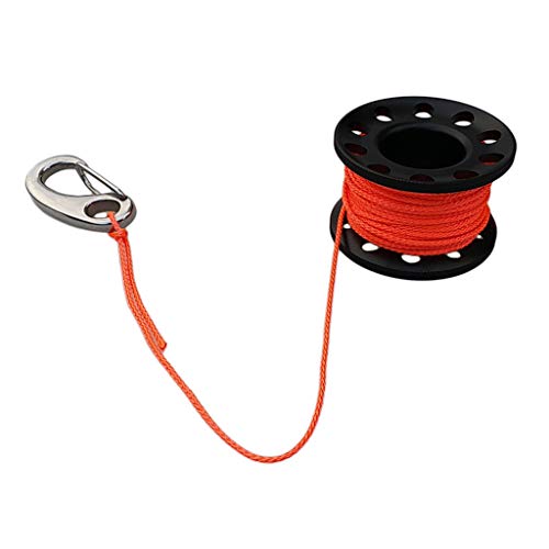 DYNWAVE Heavy Duty Finger Reel with Strong Clip Wreck Scuba Diving Tech Dive Spool Rope 10 Meters, Black