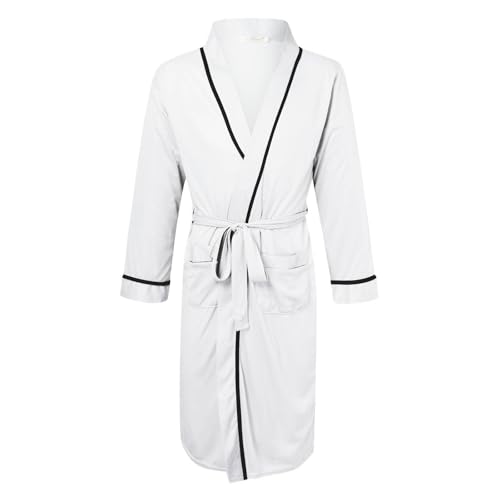 Albornoz ligero de algodón estilo kimono con bolsillos y cinturón 6